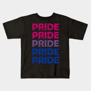 Bisexual Pride Flag Colors Repeating Text Design Kids T-Shirt